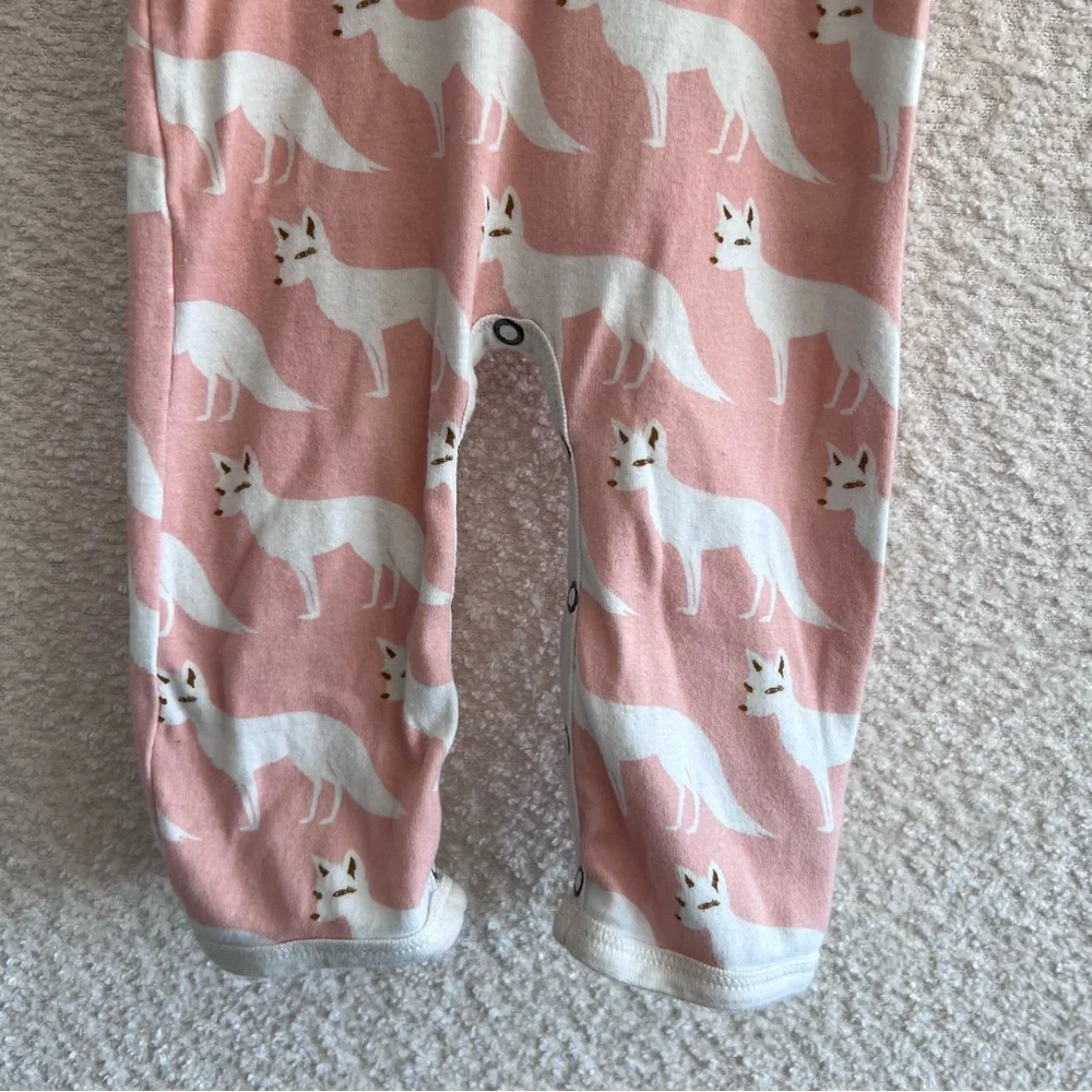 Milkbarn Baby Fox Pink 100% Organic Cotton One Piece Romper‎ Size 3-6 Months